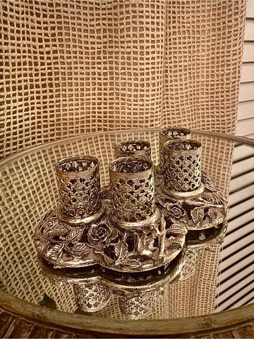 Vintage Ornate Floral Silver Toned Lipstick Holder